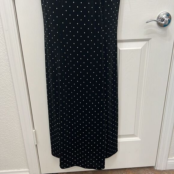 CRYSTAL DOLL Dress Sz 7 Black Velvet Diamond Studded VNeck Sleeveless Maxi - Picture 5 of 12